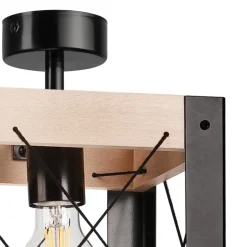 Deckenleuchte Rustikal eckig B: 20 cm klein E27 Holz Metall