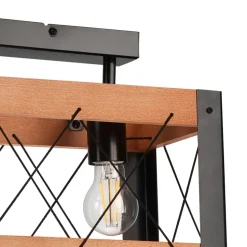 Deckenleuchte Rustikal eckig L: 33 cm 2x E27 Holz Metall