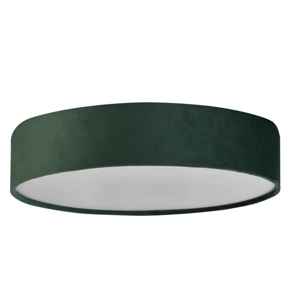 Deckenleuchte Samt Schirm rund Ø 50cm H: 10cm Grün 3x E27