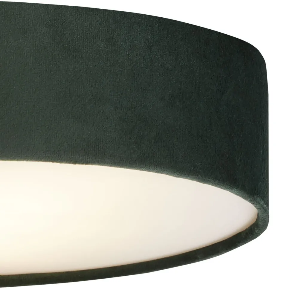 Deckenleuchte Samt Schirm rund Ø 50cm H: 10cm Grün 3x E27