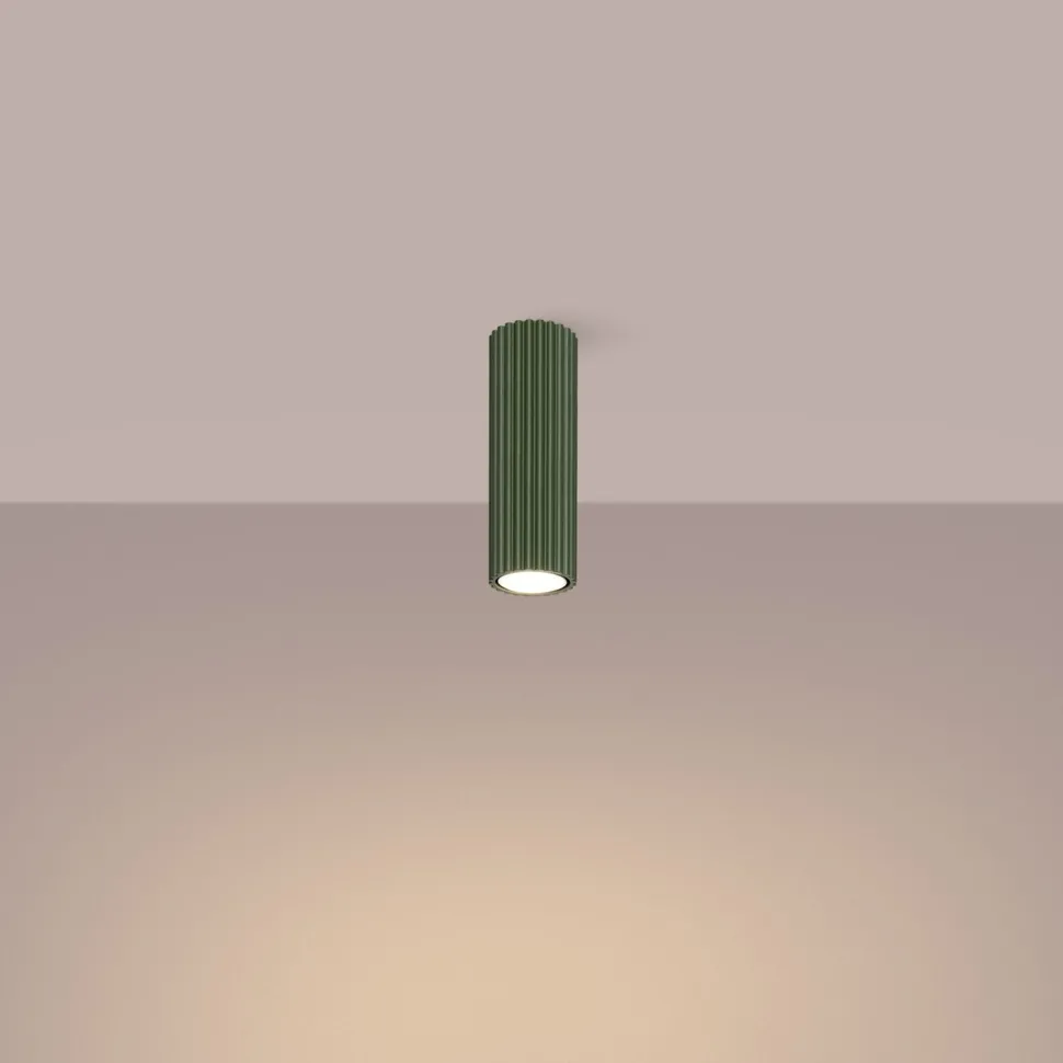 Deckenleuchte schmal Ø 6,5 cm H: 40 cm Aluminium in Grün GU10