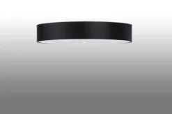 Deckenleuchte Schwarz Ø 80 cm rund Stoff Glas 6x E27