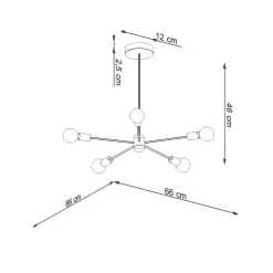 Deckenleuchte Schwarz Ø 66 cm 5-flammig für E27