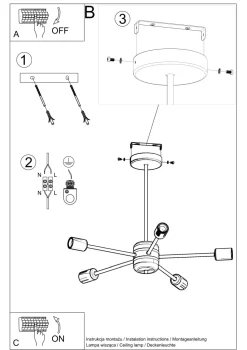 Deckenleuchte Schwarz Ø 66 cm 5-flammig für E27