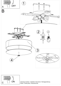 Deckenleuchte Schwarz Ø 50 cm rund flach Stoff Glas