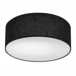 Deckenleuchte Schwarz Ø 35 cm rund flach Stoff blendarm E27