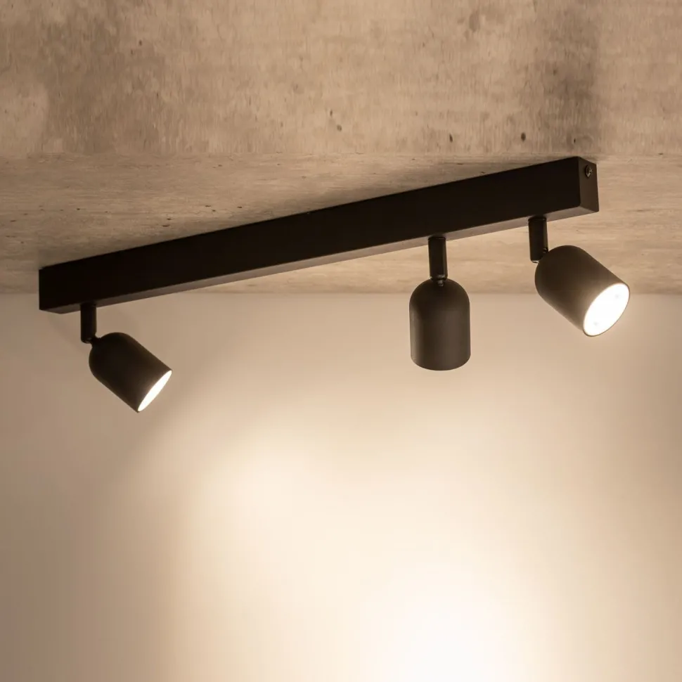 Deckenleuchte Schwarz 74 cm lang GU10 Metall 3-flammig