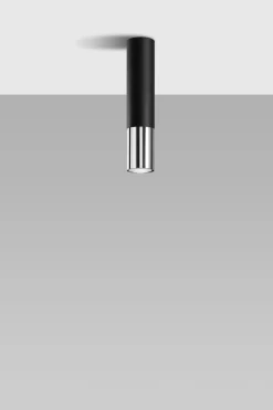 Deckenleuchte Schwarz Chrom Ø 6 cm H: 29 cm Zylinder