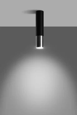 Deckenleuchte Schwarz Chrom Ø 6 cm H: 29 cm Zylinder