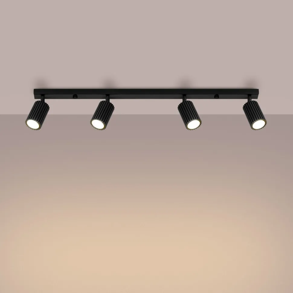 Deckenleuchte Schwarz 4-flammig GU10 81 cm lang Modern