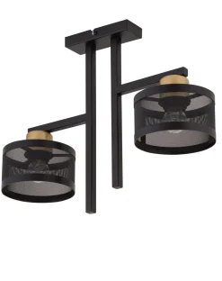 Deckenleuchte Schwarz Gold 2-flammig L:48 cm dekorativ