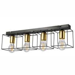 Deckenleuchte Schwarz Gold 61 cm lang Metall 4-flammig E27