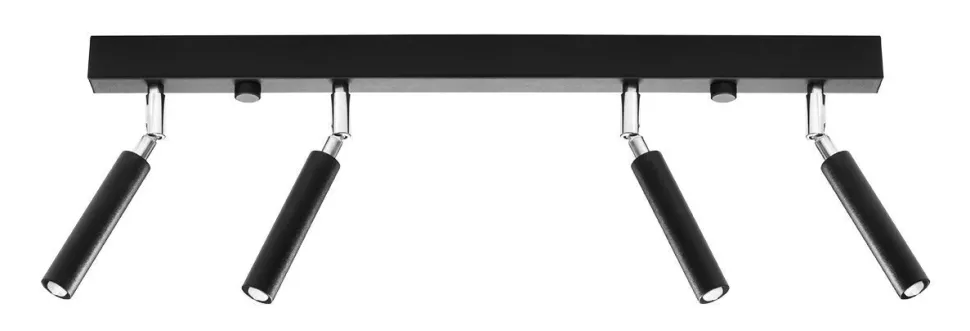 Deckenleuchte Schwarz Metall 4-flammig 60 cm lang