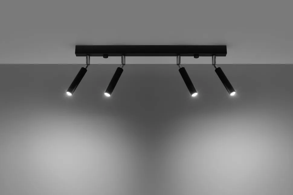 Deckenleuchte Schwarz Metall 4-flammig 60 cm lang