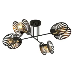 Deckenleuchte Schwarz Metall 86 cm lang 4-flammig