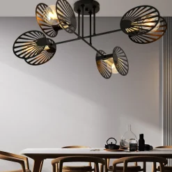 Deckenleuchte Schwarz Metall 86 cm lang 4-flammig