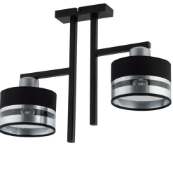 Deckenleuchte Schwarz Silber gemütlich E27 2-flammig