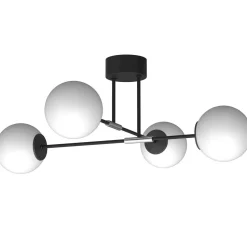 Deckenleuchte Schwarz Weiß Chrom L:80 cm E27 Kugeln