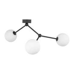 Deckenleuchte Schwarz Weiß Glas Metall 3-flammig Modern