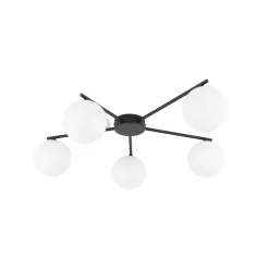 Deckenleuchte Schwarz Weiß L: 67 cm G9 5-flammig Glas Metall