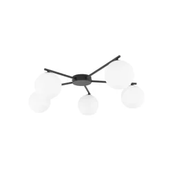 Deckenleuchte Schwarz Weiß L: 67 cm G9 5-flammig Glas Metall