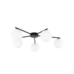 Deckenleuchte Schwarz Weiß L: 67 cm G9 5-flammig Glas Metall