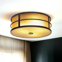 Deckenleuchte SHOJI Creme Ø34cm Vintage Lampe Loft