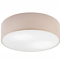 Deckenleuchte Stoff Ø 45 cm rund flach blendarm Beige 2x E27