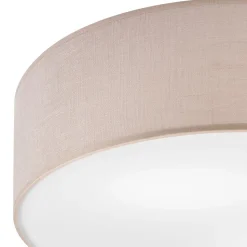 Deckenleuchte Stoff Ø 45 cm rund flach blendarm Beige 2x E27