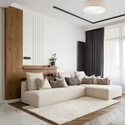 Deckenleuchte Stoff Ø 45 cm rund flach blendarm Beige 2x E27