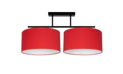 Deckenleuchte Stoff blendarm Schwarz Rot Weiß E27 70 cm