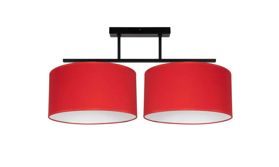 Deckenleuchte Stoff blendarm Schwarz Rot Weiß E27 70 cm