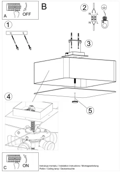 Deckenleuchte Stoff Glas B: 45 cm quadratisch Schwarz