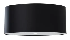 Deckenleuchte Stoff Glas Ø 70 cm H: 35 cm Schwarz