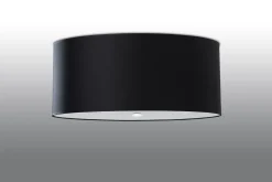 Deckenleuchte Stoff Glas Ø 70 cm H: 35 cm Schwarz