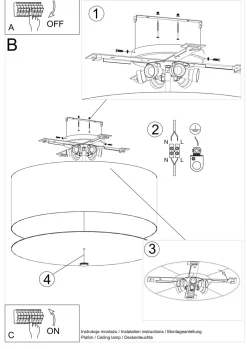 Deckenleuchte Stoff Glas Ø 70 cm H: 35 cm Schwarz
