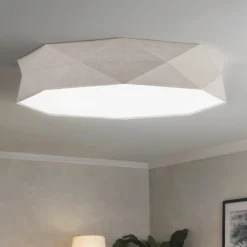 Deckenleuchte Stoff Leinen 78 cm breit blendarm 6x E27