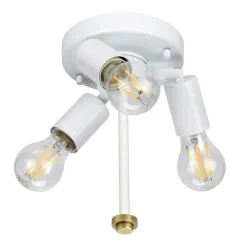 Deckenleuchte Stoff rund in Creme Messing antik