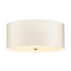 Deckenleuchte Stoff Schirm in Creme Messing rund Ø56cm