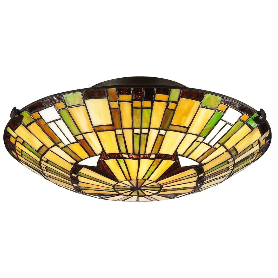 Deckenleuchte Tiffany Stil Buntglas Ø 42 cm rund 2x E27