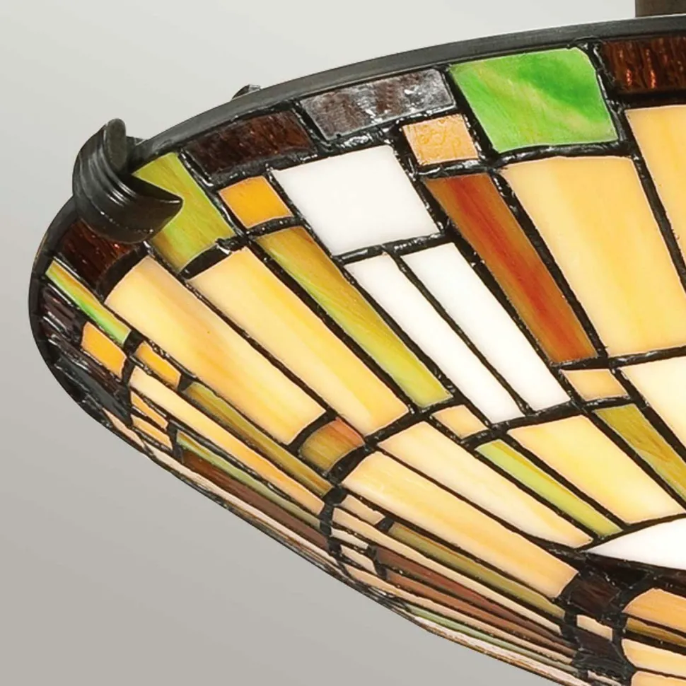 Deckenleuchte Tiffany Stil Buntglas Ø 42 cm rund 2x E27