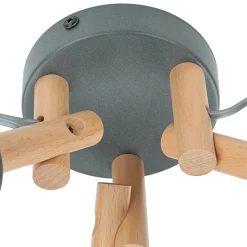 Deckenleuchte VAIO Grau 3-flmg Holz Stoff