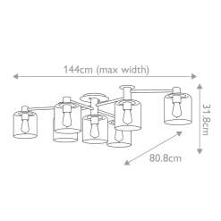 Deckenleuchte verstellbar B: 80-144 cm groß Metall glas