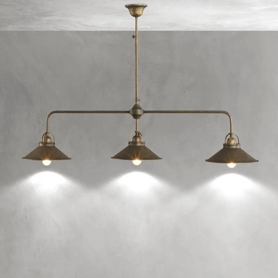 Deckenleuchte verstellbar Messing B: 115 cm in Bronze antik