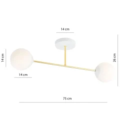 Deckenleuchte Weiß Gold 2-flammig 55 cm E14 ANNETTA