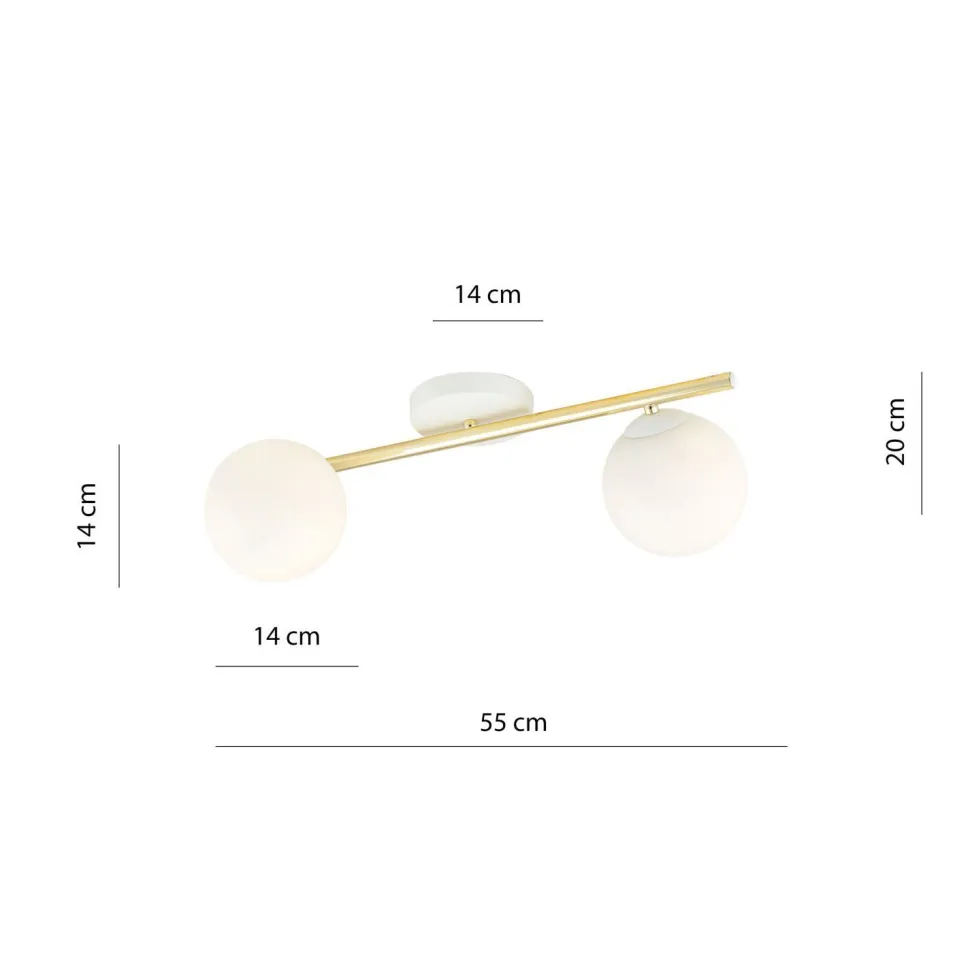 Deckenleuchte Weiß Gold Kugelschirm Glas Metall