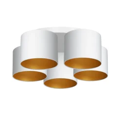 Deckenleuchte Weiß Gold Stoff Metall E27 rund Ø58 cm