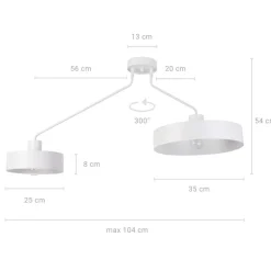 Deckenleuchte Weiß Metall 2-flammig E27 L:104 cm