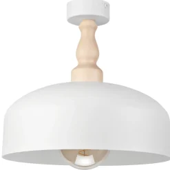 Deckenleuchte Weiß Metall Holz Ø 30 cm klein E27 Skandinavisch