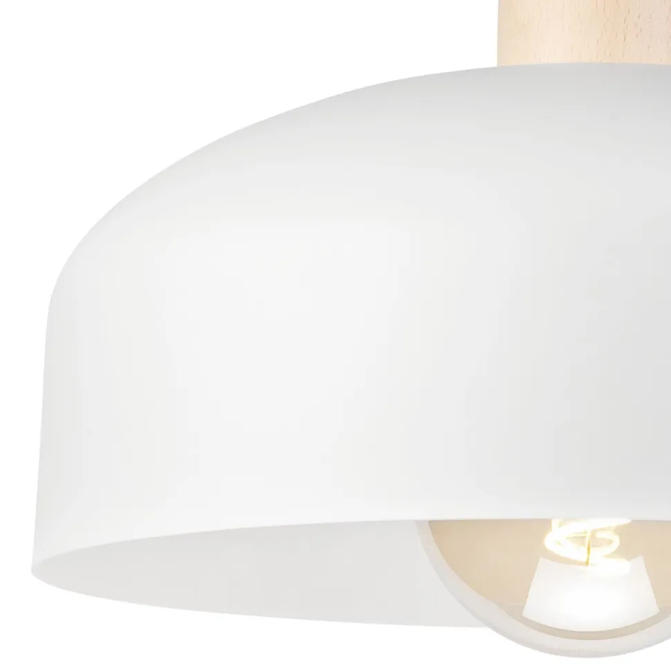 Deckenleuchte Weiß Metall Holz Ø 30 cm klein E27 Skandinavisch